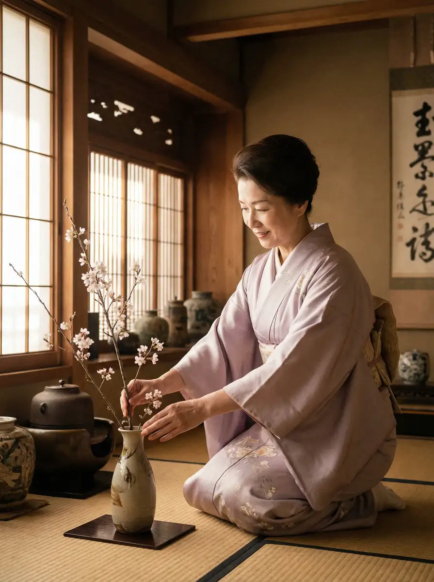一位优雅的 布鲁克斯先生下载 在和室中插花